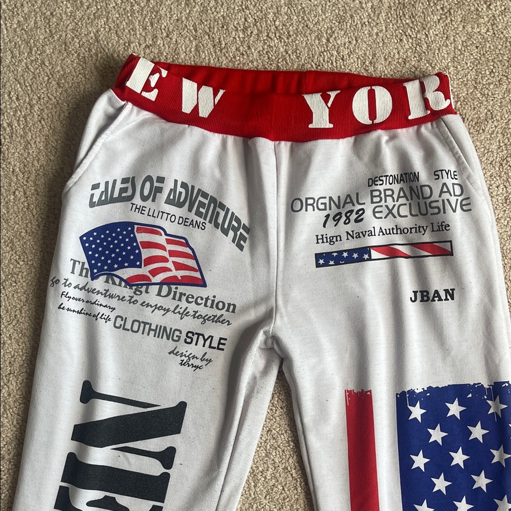 New York Patriotic Jogger Pants - Red, White, and Blue - Picture 2 of 5